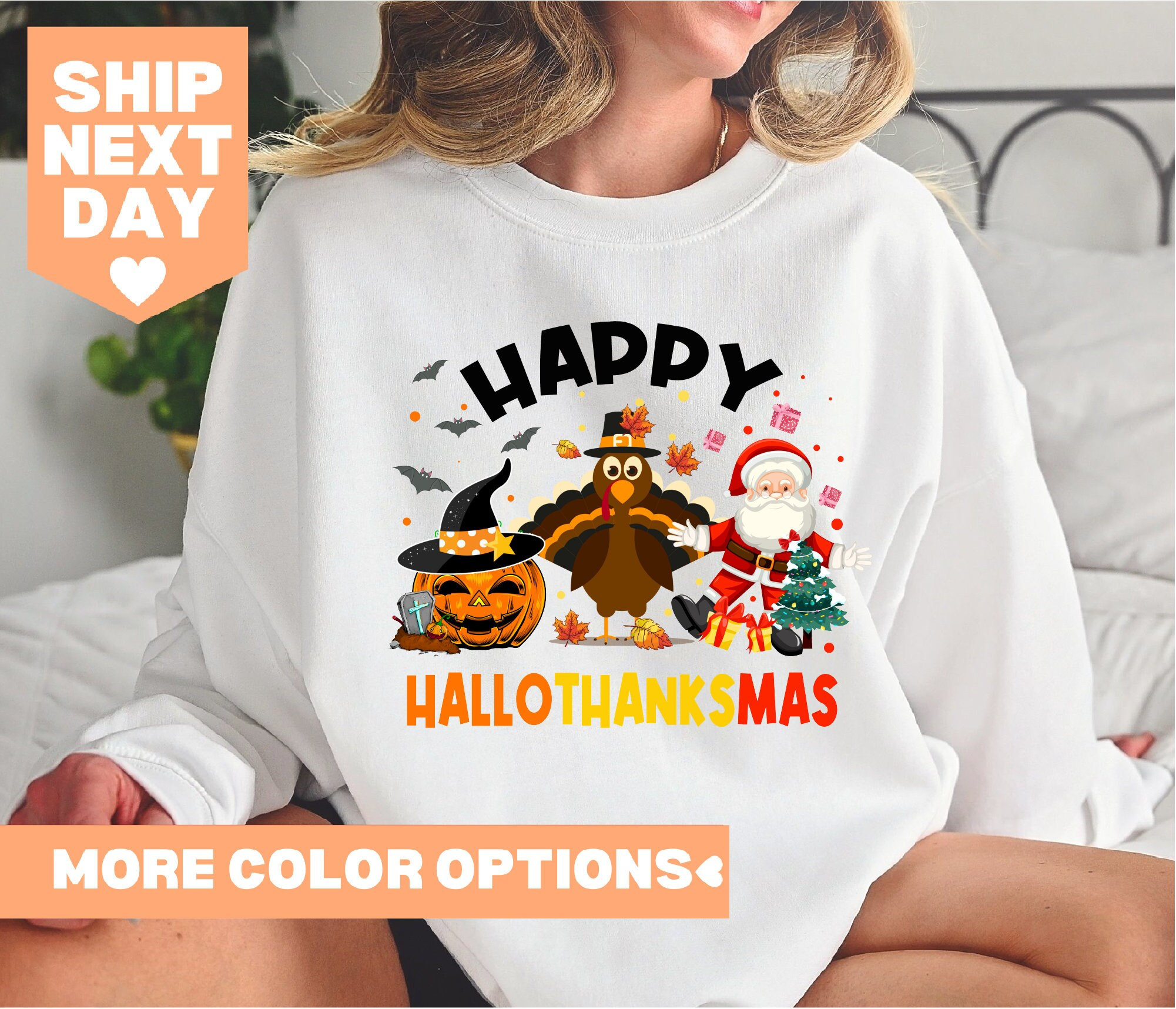 Happy Hallothanksmas Shirt, Halloween Shirt, Holiday Season Shirt, Christmas Shirt, Thanksgiving Shirt, Fall Shirt, Cute Autumn Shirt
