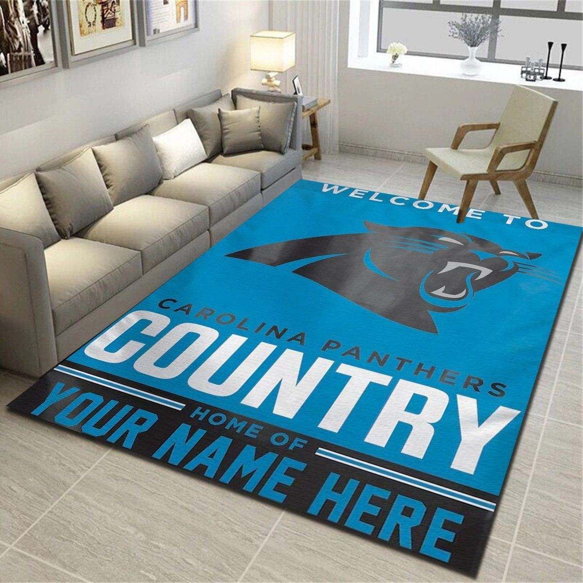 Carolina Panthers Personalized Area Rugs, Team Living Room Carpet, Customized Fan Cave Floor Mat