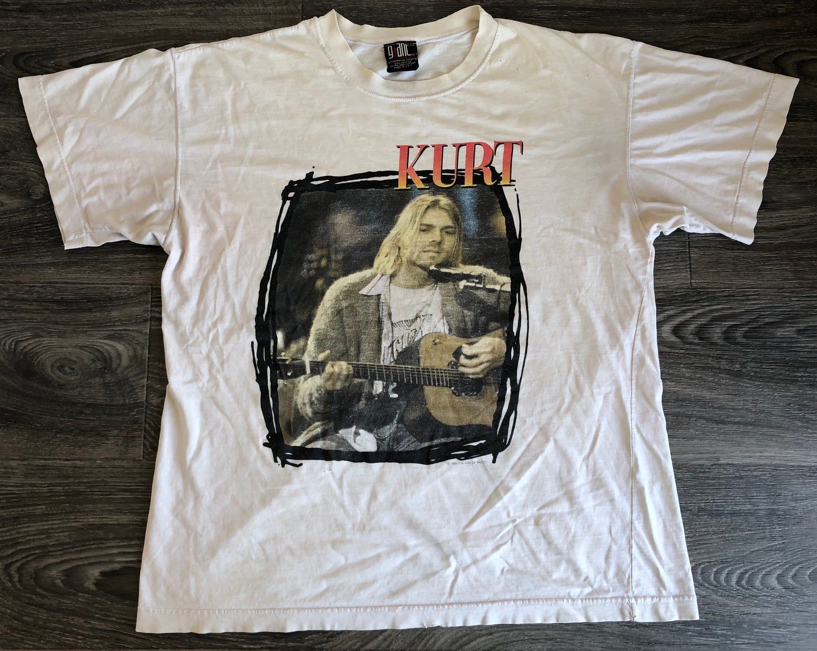 Vintage Kurt Cobain Memorial T-Shirt 1995 90S Nirvana Band Grunge Shirt Lyrics Dumb Giant Tag