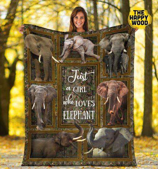 Just A Girl Who Loves Elephant 3D Frames Wood Premium Blanket