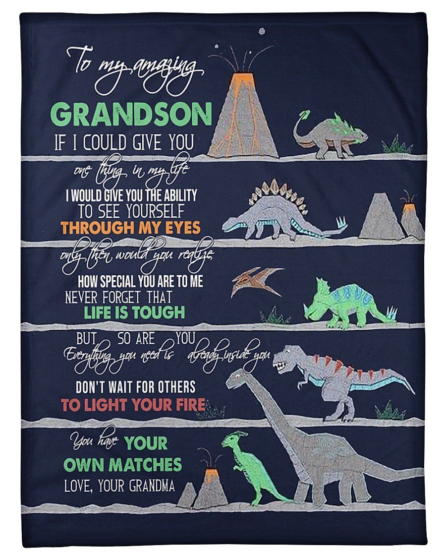 [Personalized Name] Grandma Dinosaur Cartoon Your Own Matches Fleece Blanket, Sherpa Blanket,Gift For Grandson Gift For Family Member, Friends Gift, Christmas Gift, Home Decor, Home Living