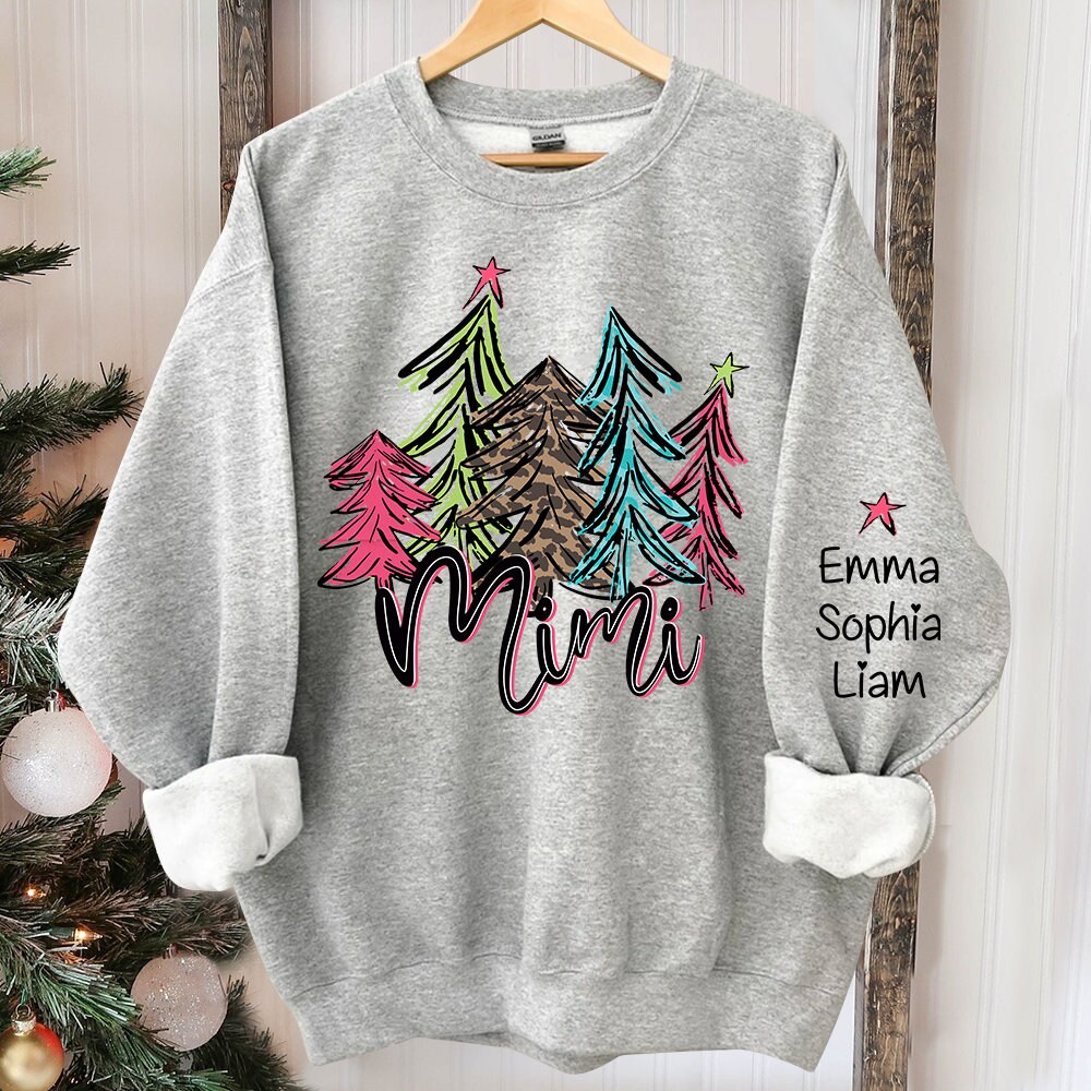 Christmas Grandma Sweatshirt, Christmas Grandma Xmas Tree Sweatshirt, Grandma Sweater, Custom Nana And Grandkids Sweatshirt, Gifts For Gigi