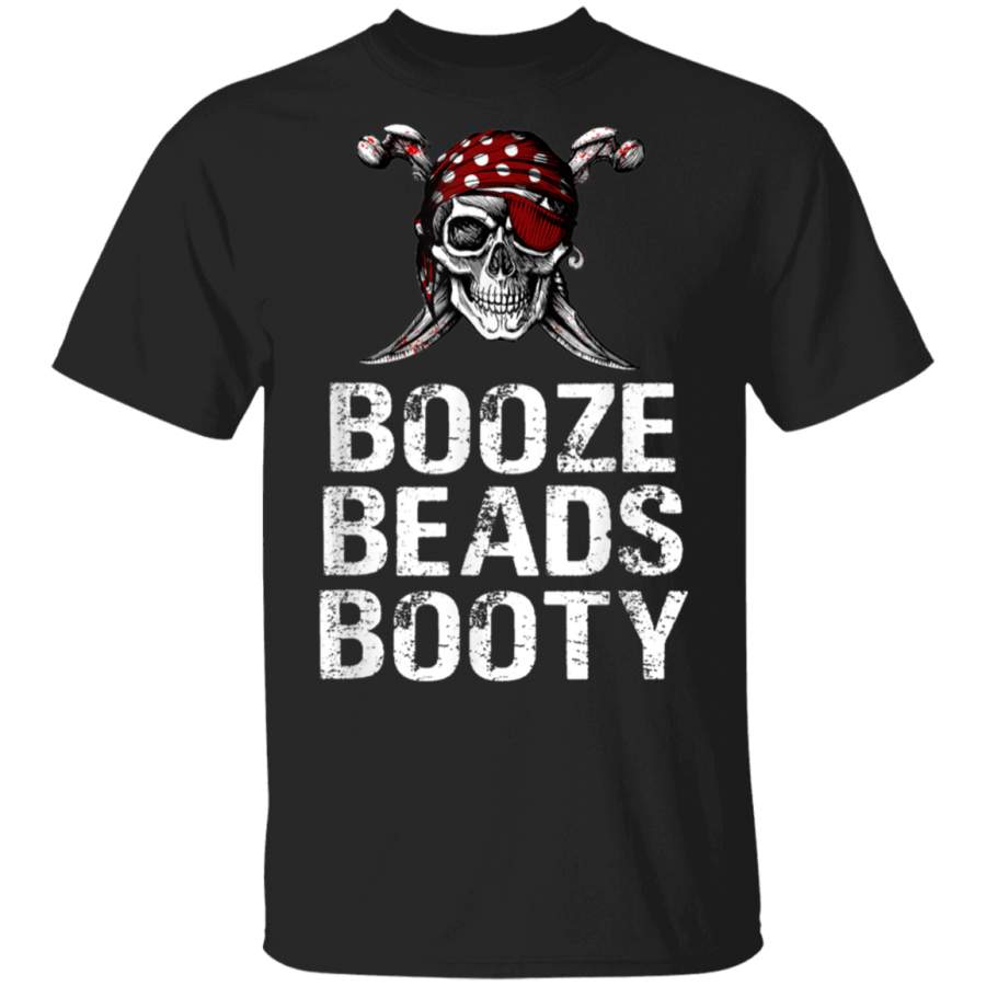 Booze Beads Booty Gasparilla Pirate Festival Skull T-Shirt