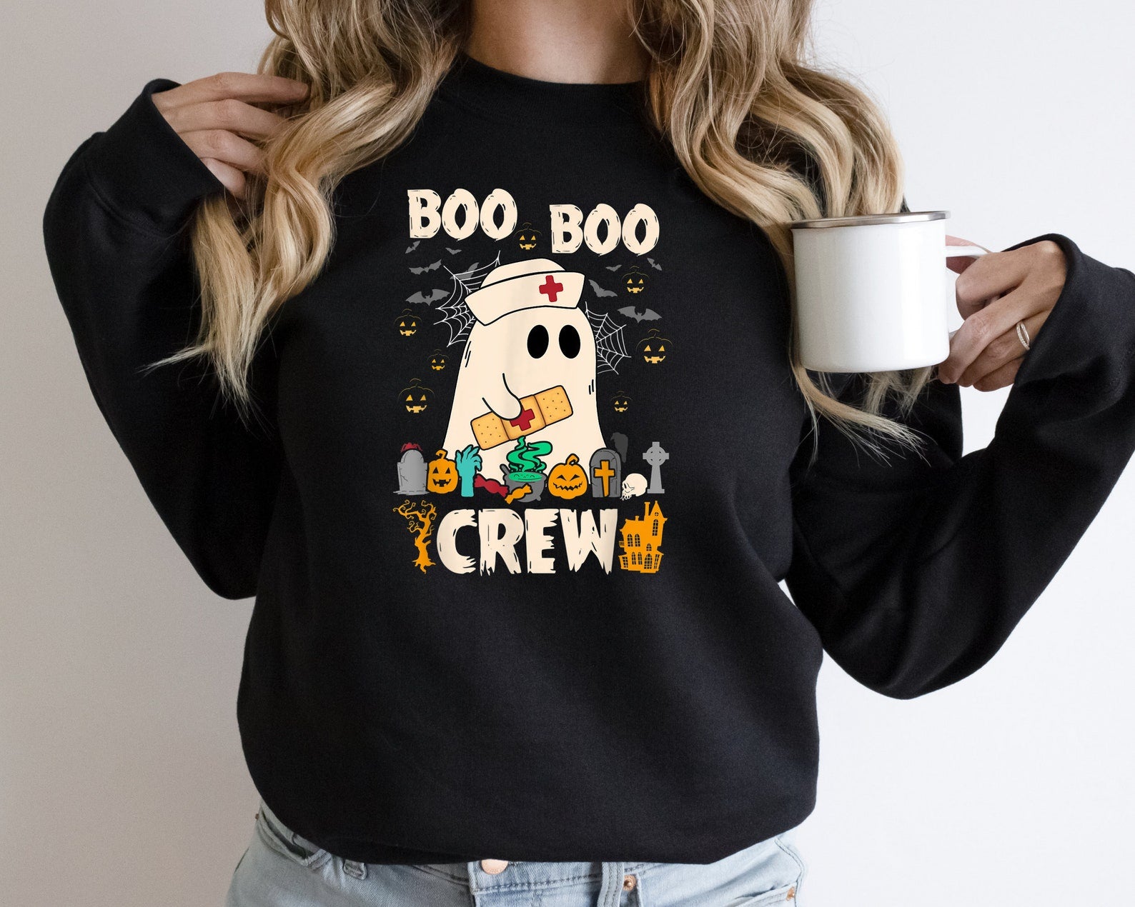 Boo Crew Sweatshirt Halloween 2D Crewneck Sweatshirt All Over Print Sweatshirt For Women Sweatshirt For Men Sws3633