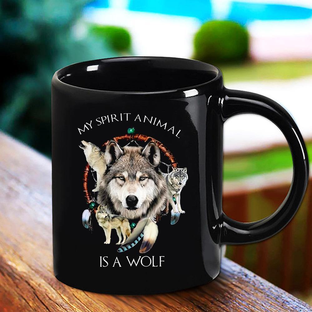 Wolf My Spirit Animal Is A Wolf Great Gift For Wolf Lover Black Mug