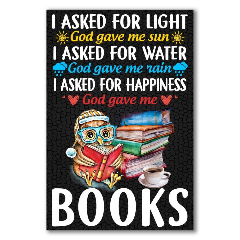 I Asked For Happiness God Gave Me Books Canvas And Poster, Canvas Prints, My Poster Wall, Canvas Wall Art, Wall Decor Visual Art, Halloween Gift, Happy Halloween