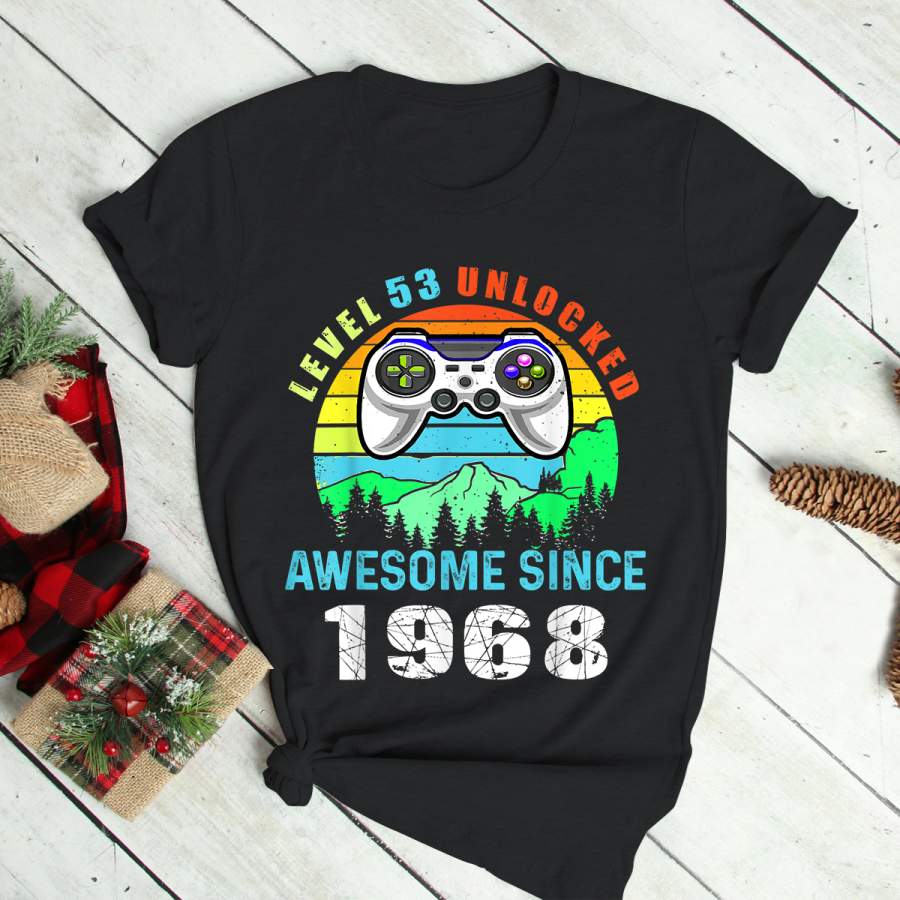 Level 53 Unlocked Awesome Since 1968 VideoGame 53th Birthday T-Shirt