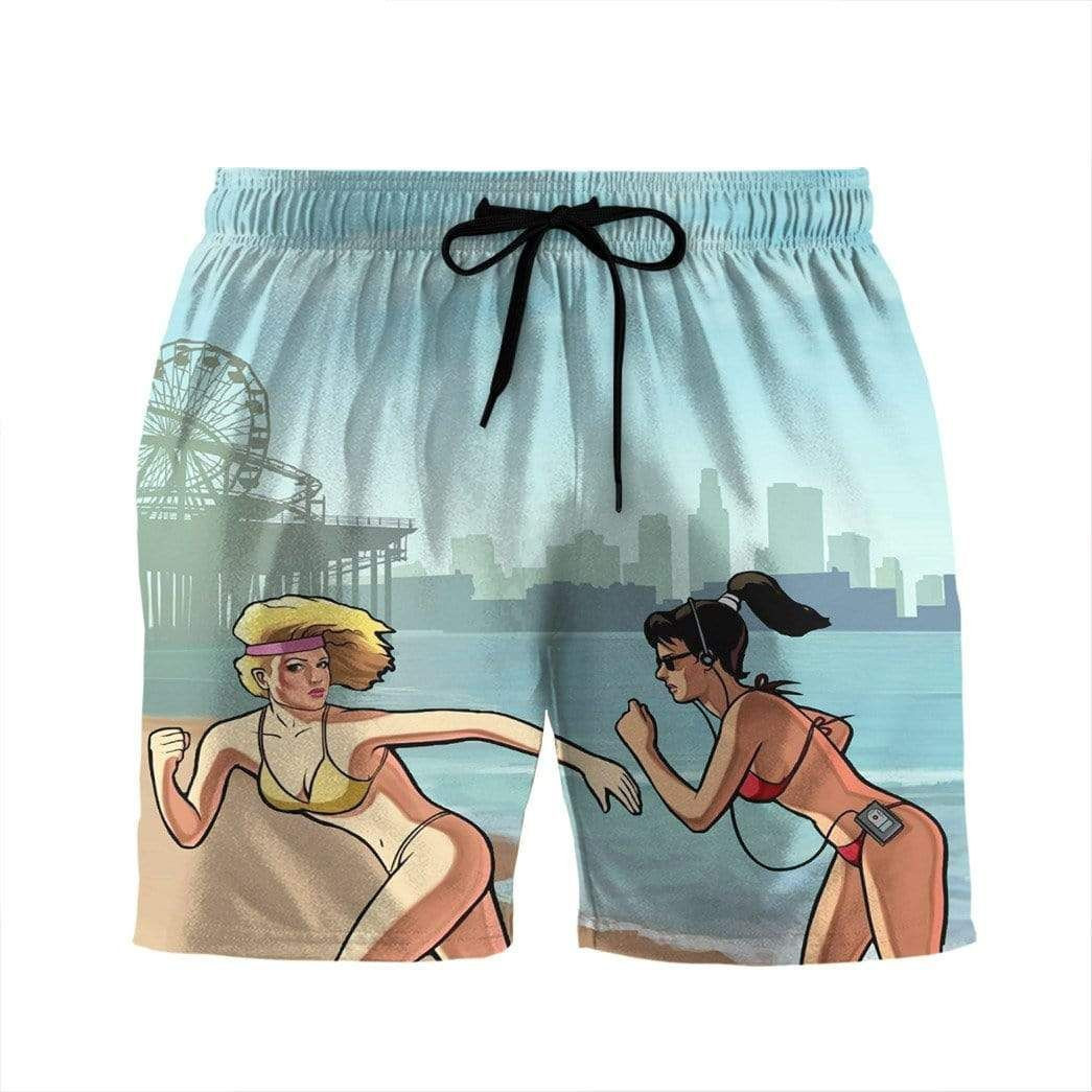 3D Gta Vice City Stories Custom Beach Summer Men Beach Shorts Swim Trunks Hawaiian Shirt Style Printed 3D Swim Trunks