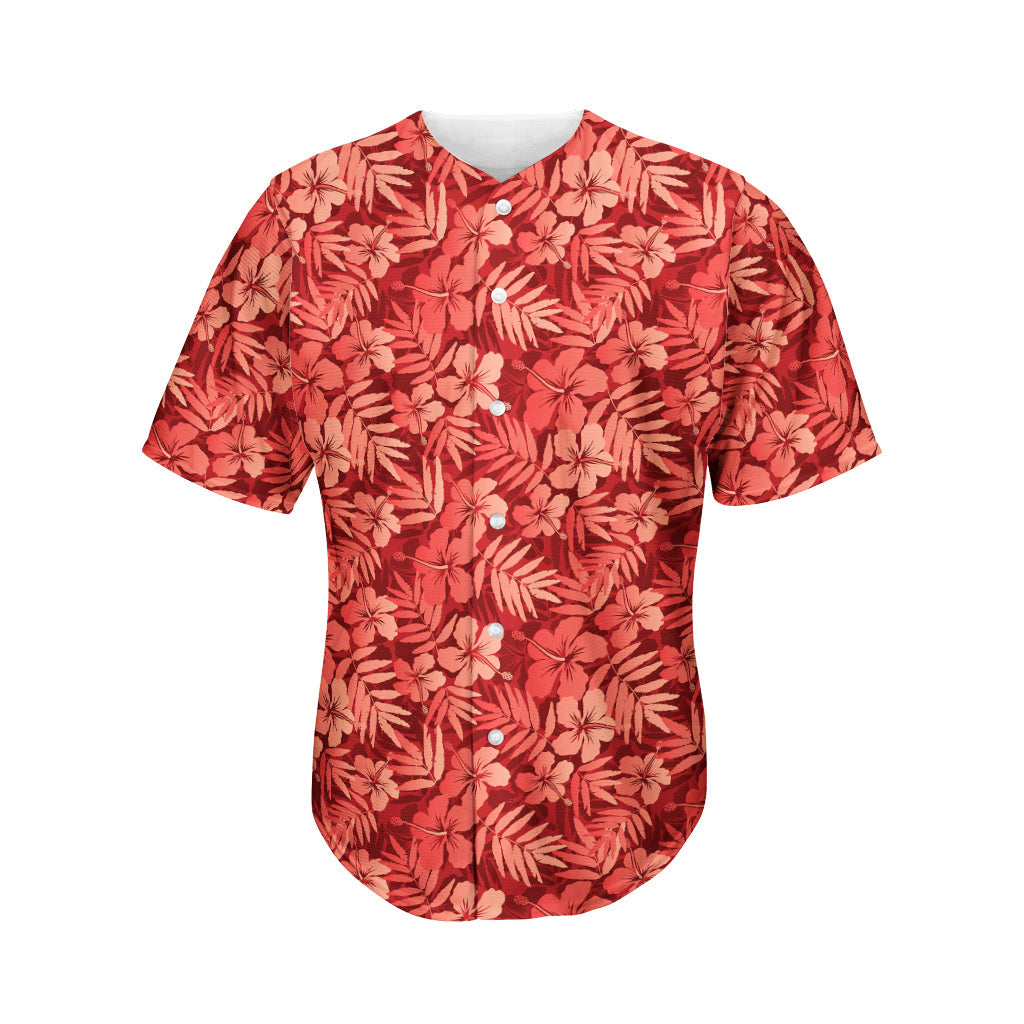 Red Hawaii Tropical Pattern Print Baseball Jersey Ha15463