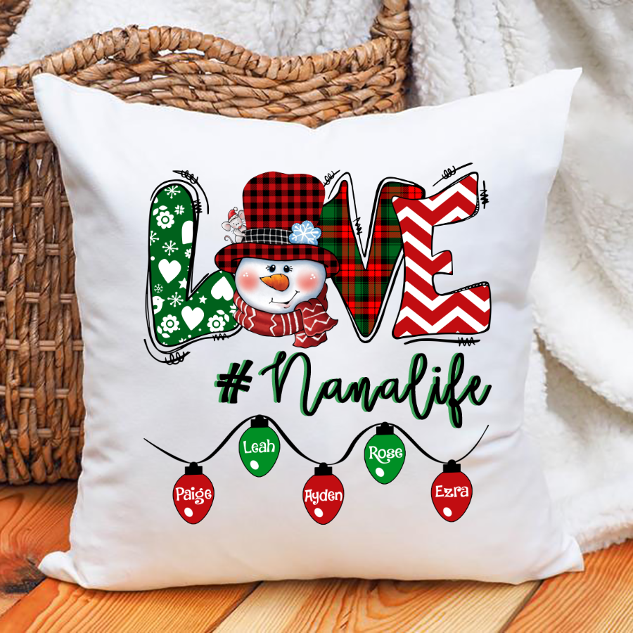 Love Grandma Life Snowman Christmas Pillow