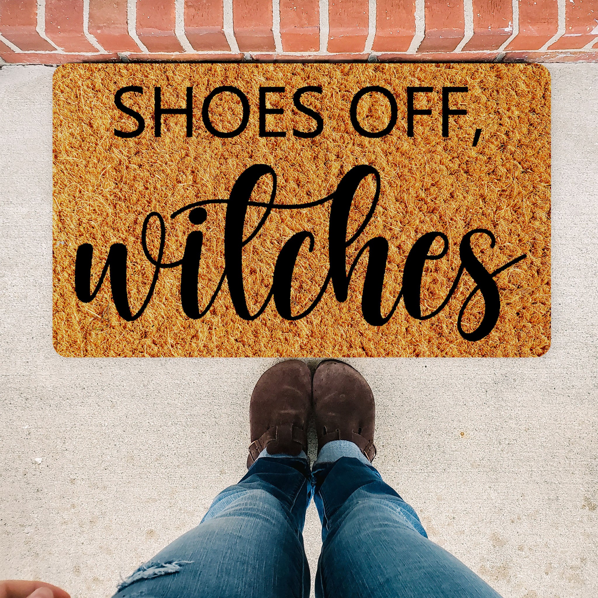 Halloween Doormat, Fall Door Mat, Shoes Off Witches, Thanksgiving Doormat, Fall Decor, Front Porch Decor, Fall Door Decor, Rude Sign Copy