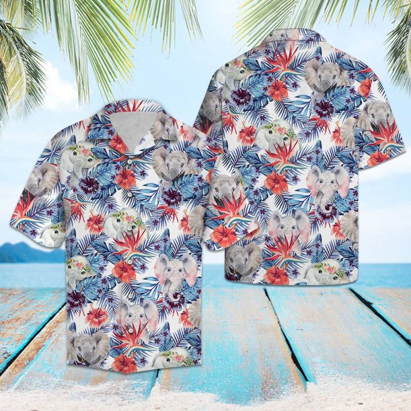 Elephant Hibiscus Flower Hawaiian Shirt Ha11941