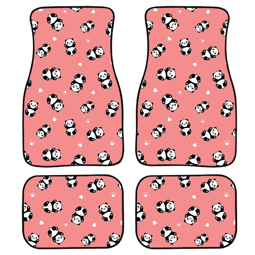 Cute Baby Panda Pattern Print Front And Back Car Floor Mats, Front Car Mat