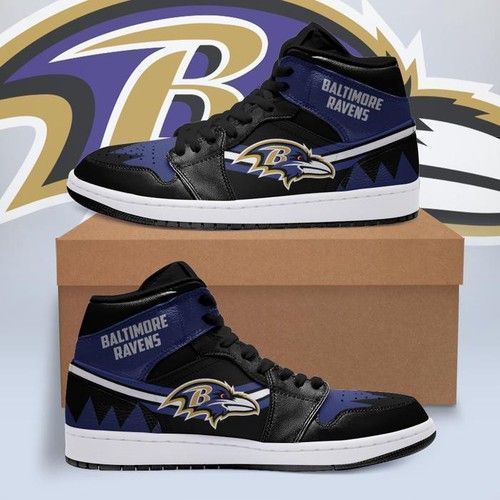 Baltimore Ravens Jordan High Top Custom Shoes Sport Sneakers Air Jordan High Sneakers Sport Sneakers