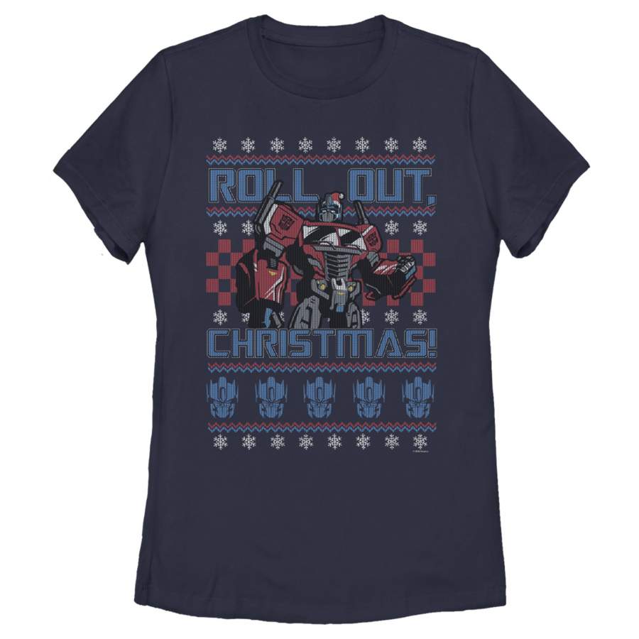 Transformers Women’s Optimus Prime Roll Out Ugly Xmas  T-Shirt