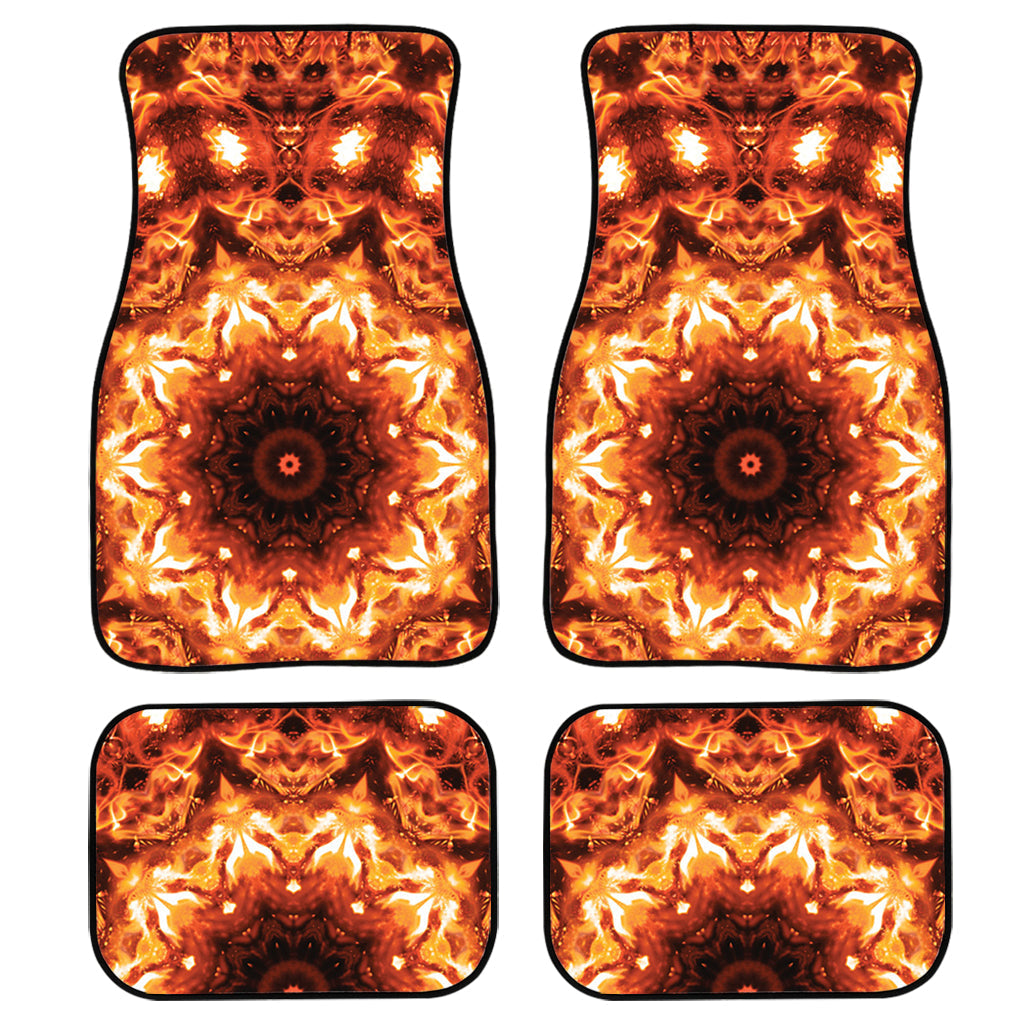 Orange Kaleidoscope Print Front And Back Car Floor Mats, Front Car Mat