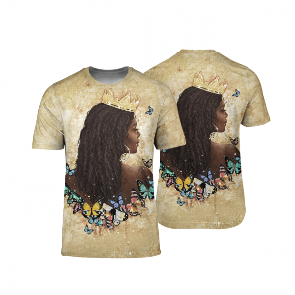 Black Queen Butterfly Art For Black Girl Butterfly All Over Print 3D Unisex Tshirt Us Size