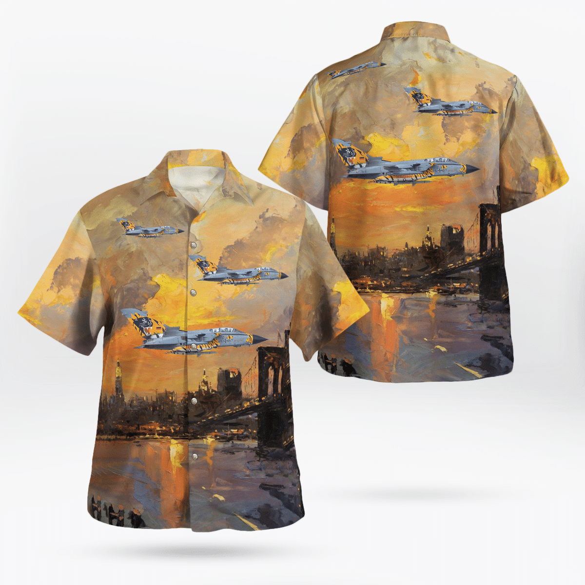 Trqd0704Bg10 German Air Force Panavia Tornado Ecr “Tiger Scheme” Hawaiian Shirt