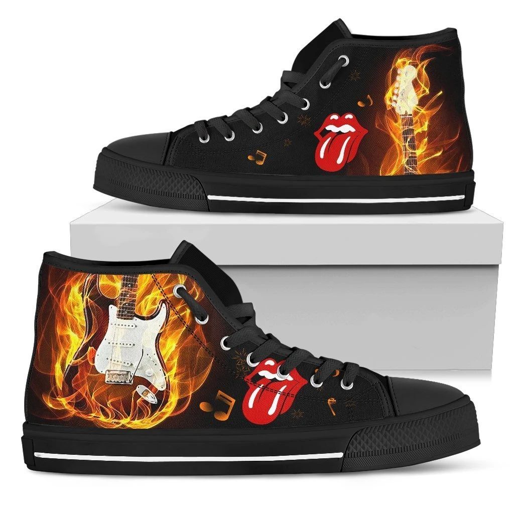 The Rolling Stones Sneakers Fire Guitar High Top Shoes Idea High Top Shoes VA95