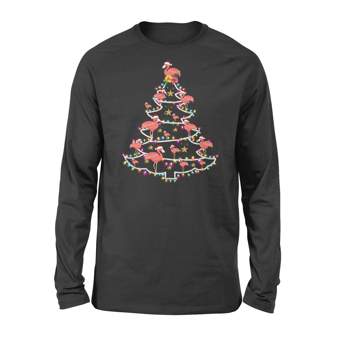 Flamingo Funny Christmas Tree – Standard Long Sleeve, Christmas Gift, Gift For Him, Gift For Flamingo Lover T-Shirt Hoodie All Color Size S-5Xl