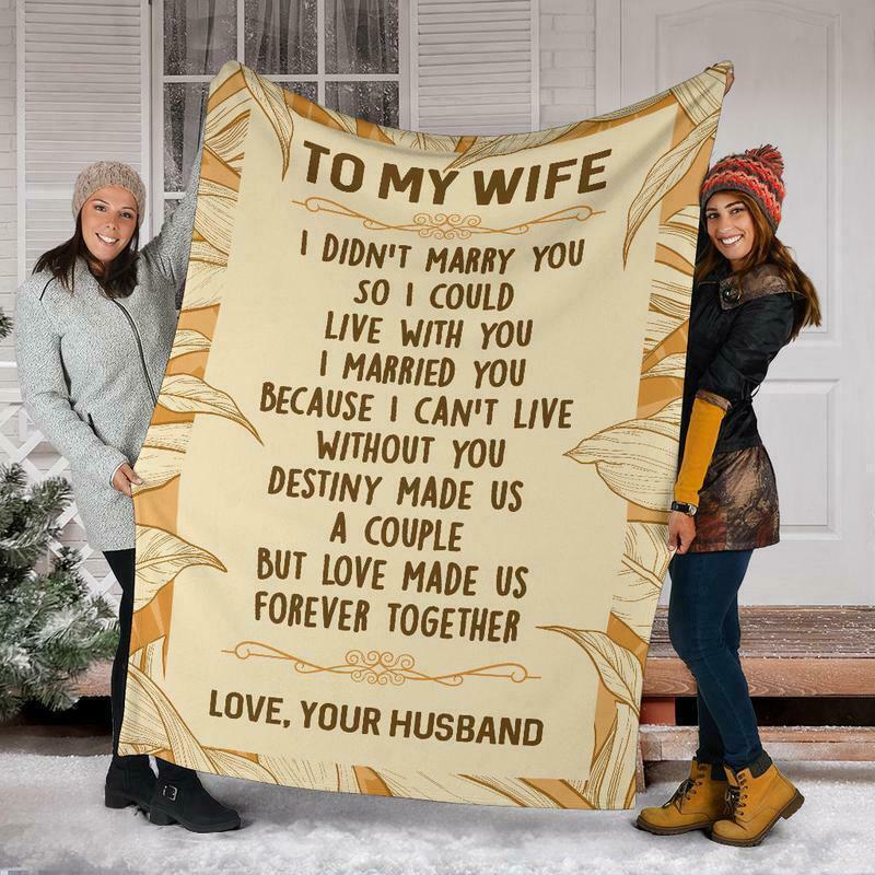 To My Wife I Married You Because I Can’T Live Without You, Fleece Blanket Gift For Valentine’S Day To Wife Home Decor Bedding Couch Sofa Soft And Comfy Cozy