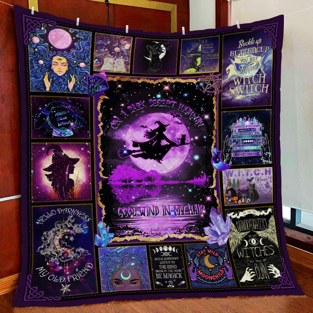 On A Dark Desert Highway Witch Halloween Fleece Blanket – Quilt Blanket