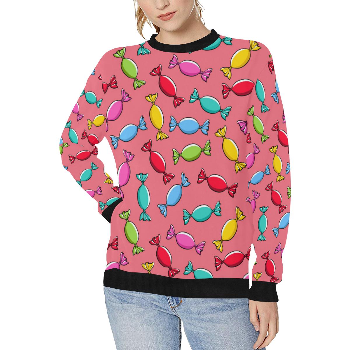 Colorful wrapped candy pattern Women’s Crew Neck Sweatshirt