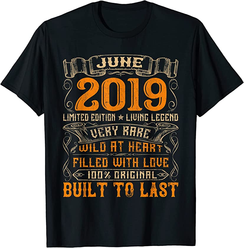 Vintage June 2019 Decorations 2 Year Old 2nd Birthday T-Shirt