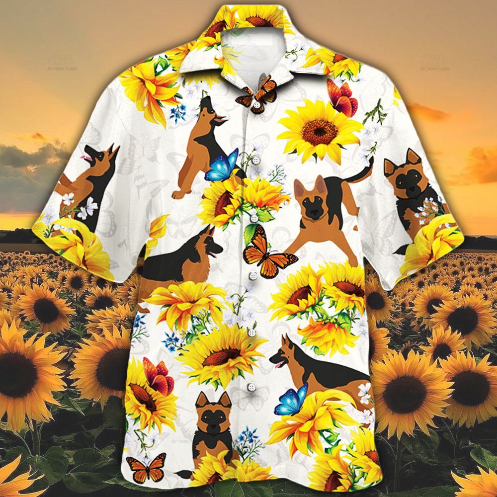 German Shepherd Dog Lovers Sun Flower Hawaii Shirt Ha64315