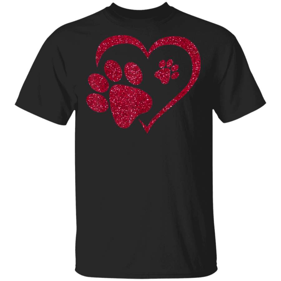 Paw Print Heart Dog Cat Owner Lover Girl Valentine Day Shirt