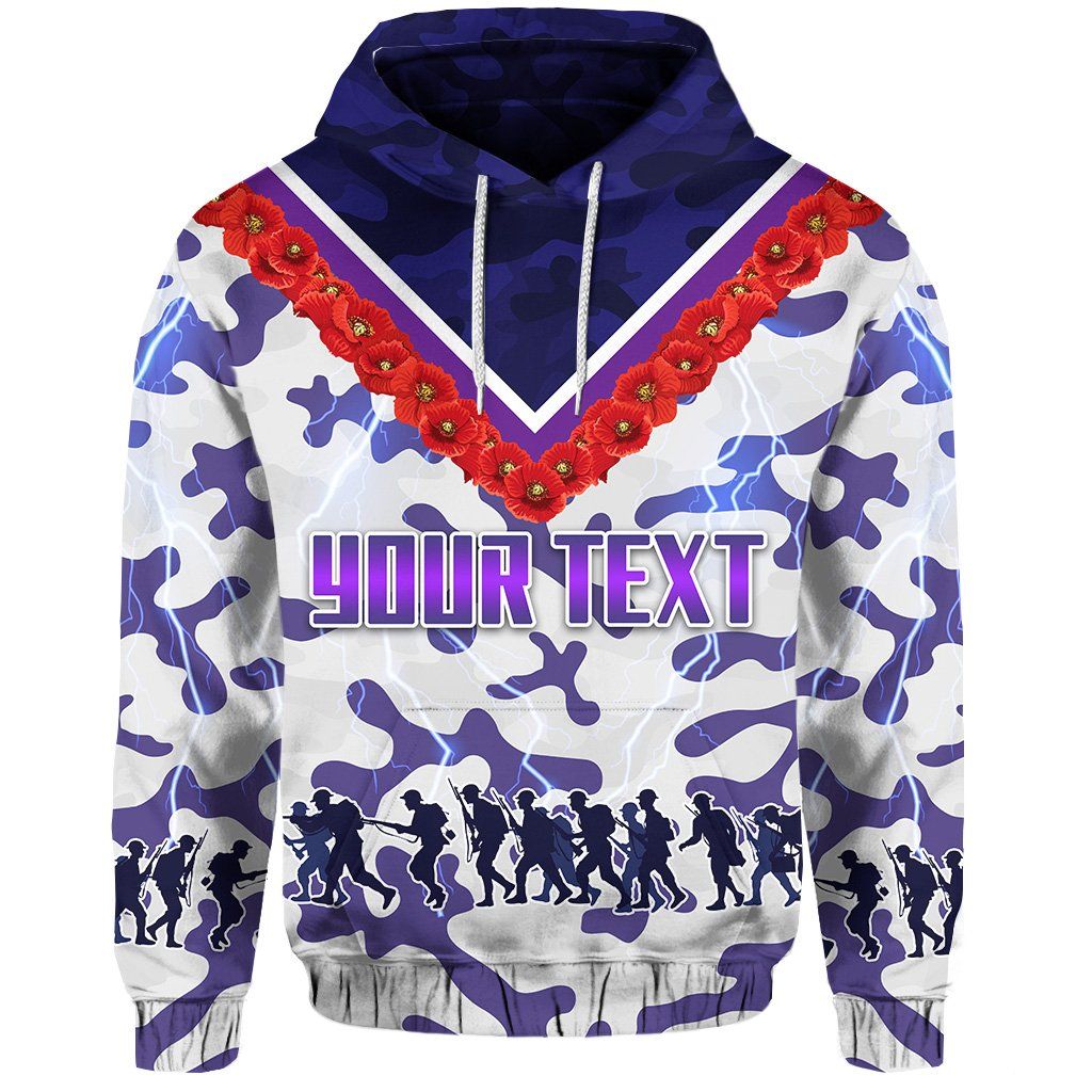 (Custom Personalised) Melbourne Storm Hoodie Anzac Day White Version K8