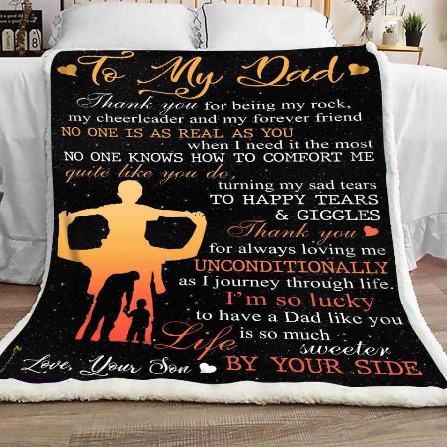 Thank You For Being My Rock Son Gift For Dad Father’s Day Gift Blanket