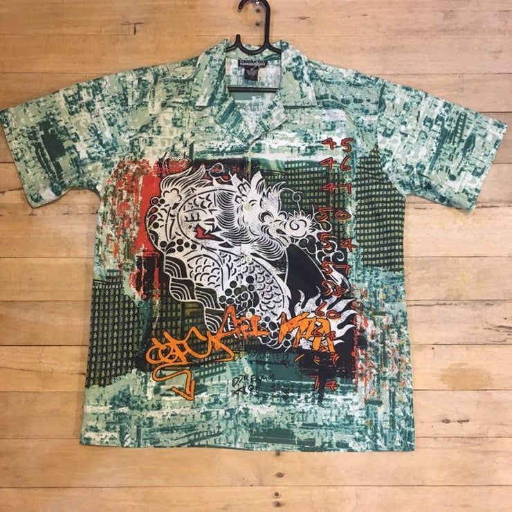 Vintage 90S Dragon Poly Button Shirt