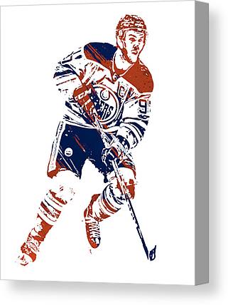 Connor Mcdavid Edmonton Oilers Watercolor Strokes Pixel Art 2 Joe Hamilton Canvas Print