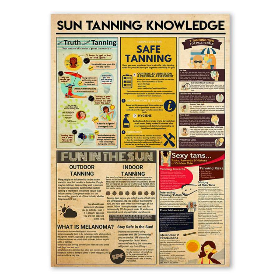 Sun Tanning Knowledge  Unique Custom Design  Poster  Gift