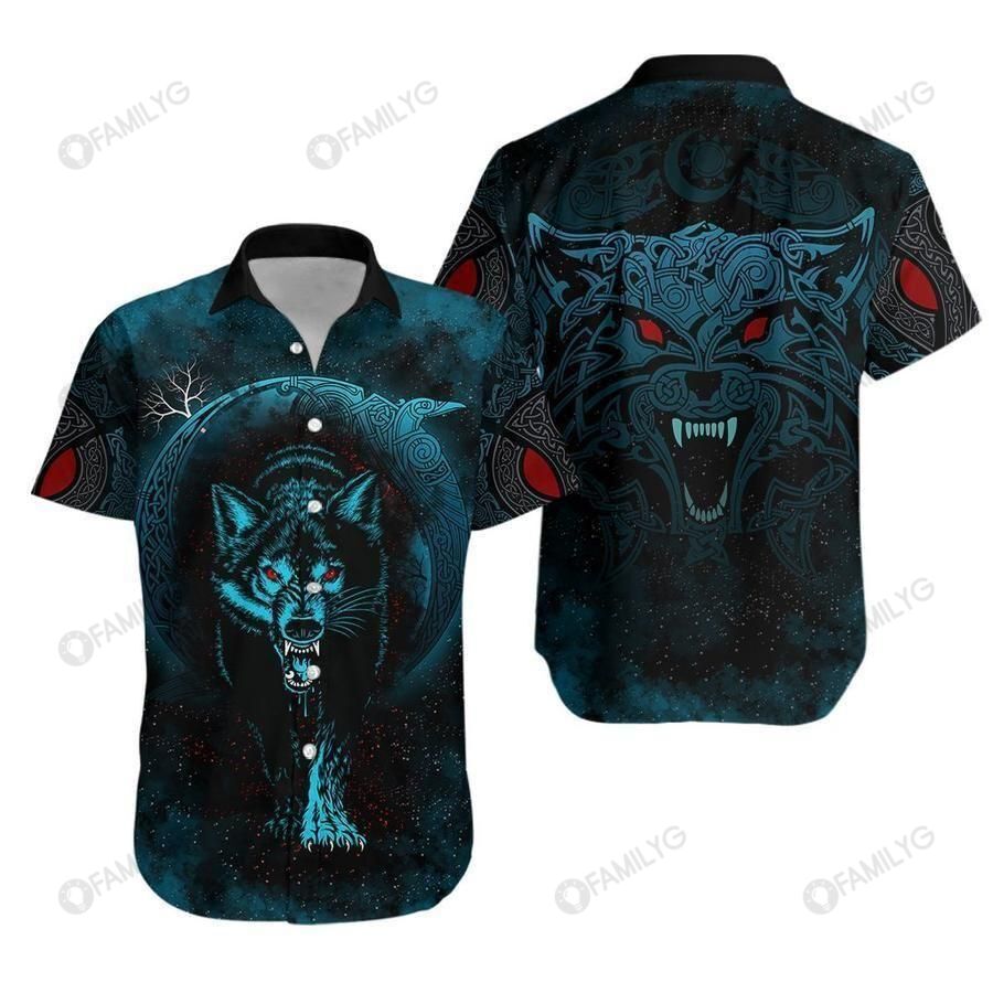 Viking Shirt – Fenrir Wolf Tattoo Viking Hawaiian Shirt Summer Hawaiian For Men, Women, Couple