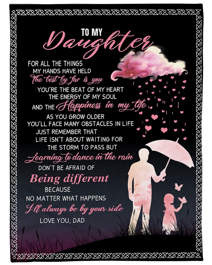 To My Daughter I ll Always By Your Side Fleece Blanket – Quilt Blanket Gift For Daughter Birthday Gift Family Gift Gift From Dad To Daughter Home Decor Bedding Couch Sofa Soft and Comfy Cozy