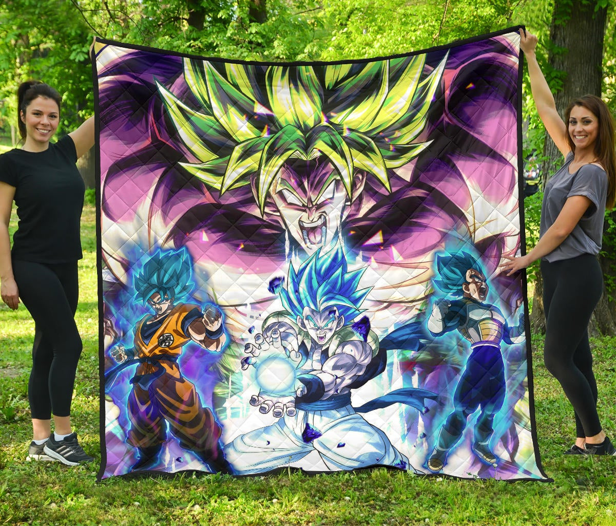 Dragon Ball Anime Db Super Saiyan Broly Goku And Vegeta Power Vapor Premium Quilt Blanket