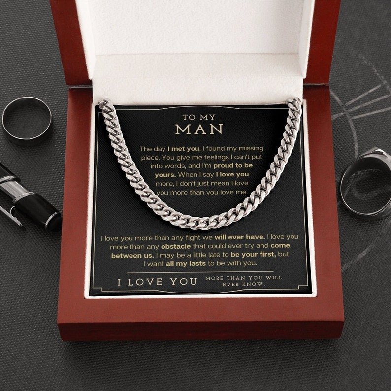 Valentines Day Gifts For Him, Cuban Necklace For Boyfriend/Husband, All My Lasts To Be With You