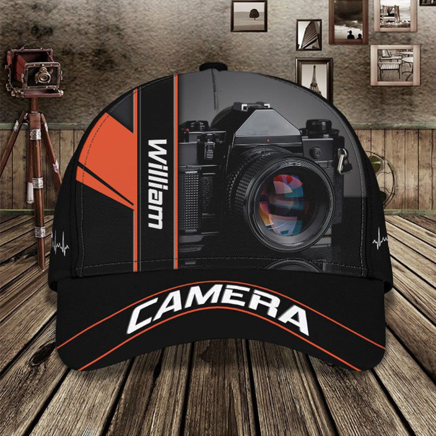 Personalized Camera 3D Baseball Cap For Cameraman, Camera Hat Birthday Gift For Him