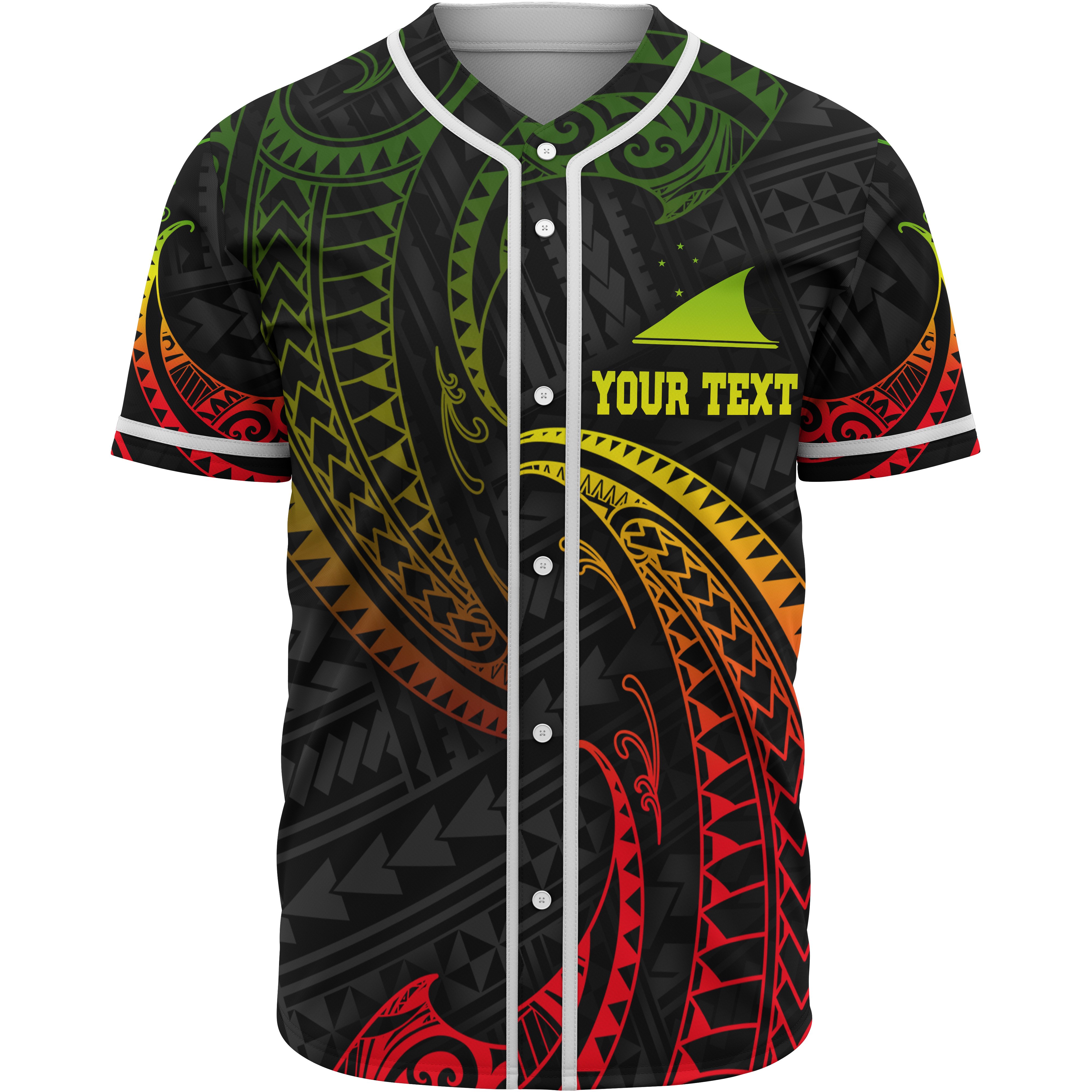 Tokelau Polynesian Custom Personalised Baseball Shirt – Reggae Tribal Wave – BN12