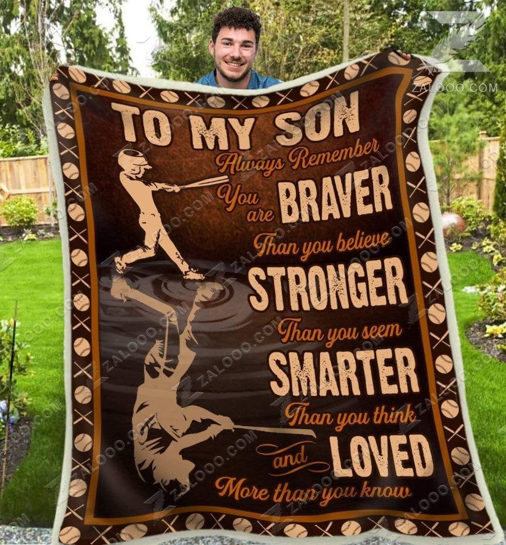 ‘- Baseball – To My Son – Always Rememberfleece Sherpa Blanket
