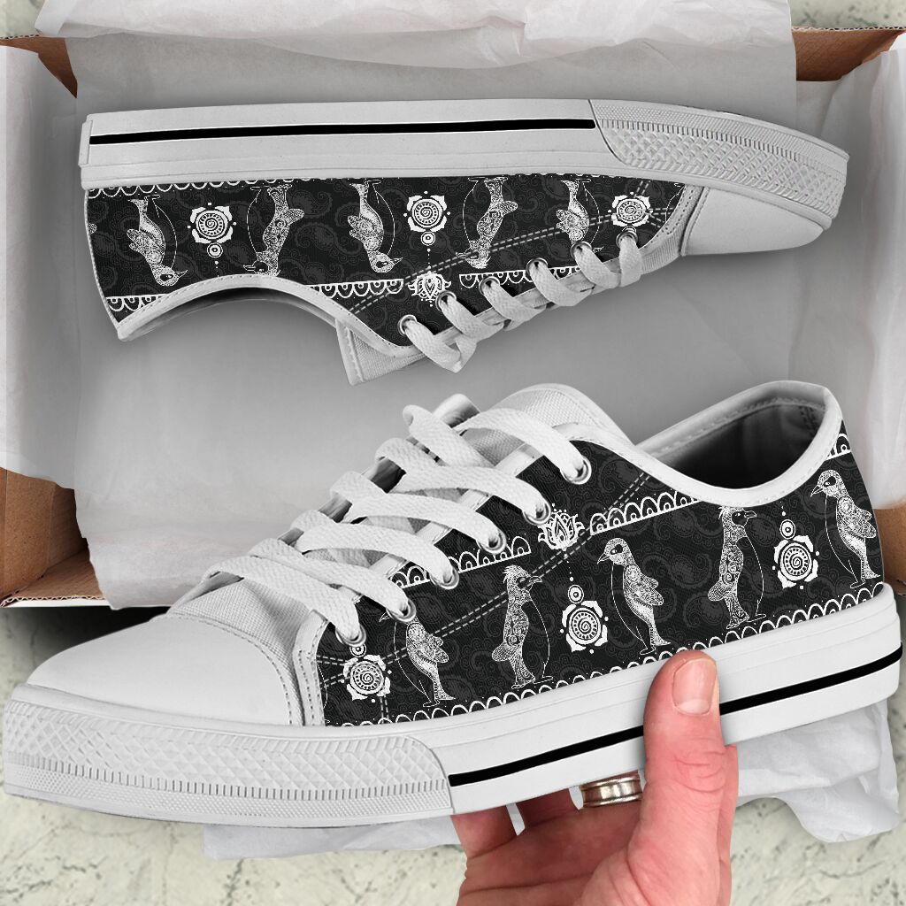 Penguin Pattern Low Top Personalized Shoes Custom Name, Text For Women, Men