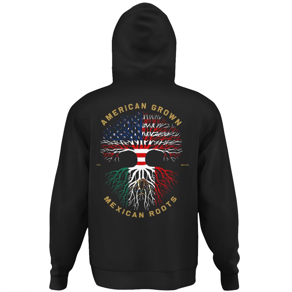 American Grown With Mexican Roots Tree Usa Flag Unique Hoodie Print On Back