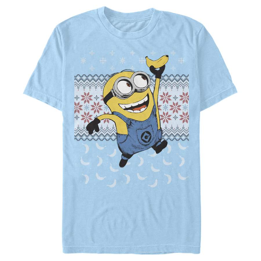 Despicable Me Men’s Ugly Christmas Minons Banana  T Shirt