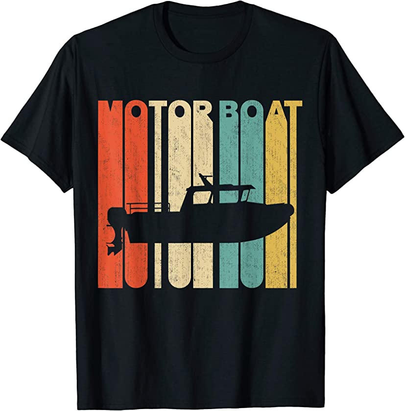 Vintage Retro Motor Boat Silhouette T-Shirt