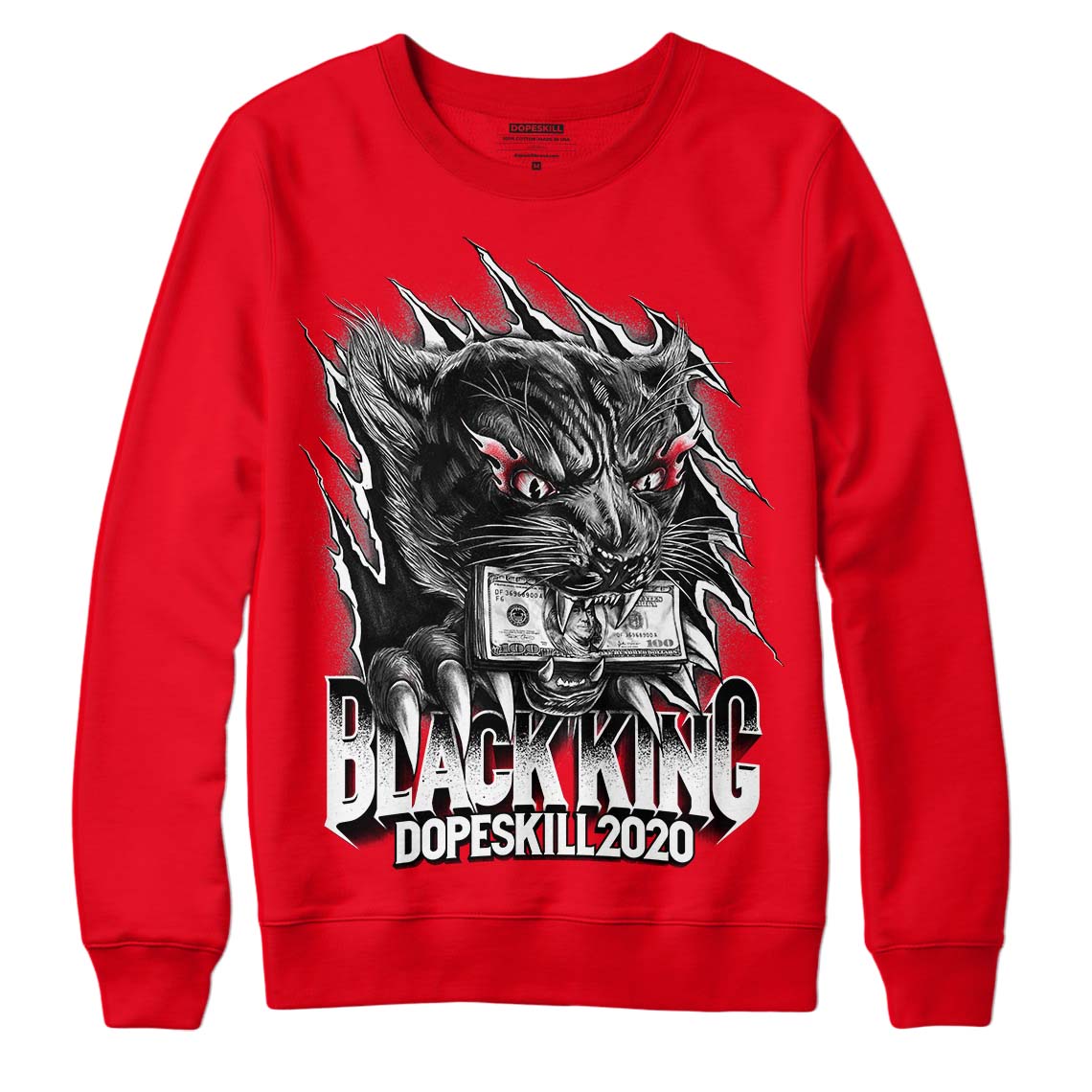 Red Thunder 4S Dopeskill Red Sweatshirt Black King Graphic