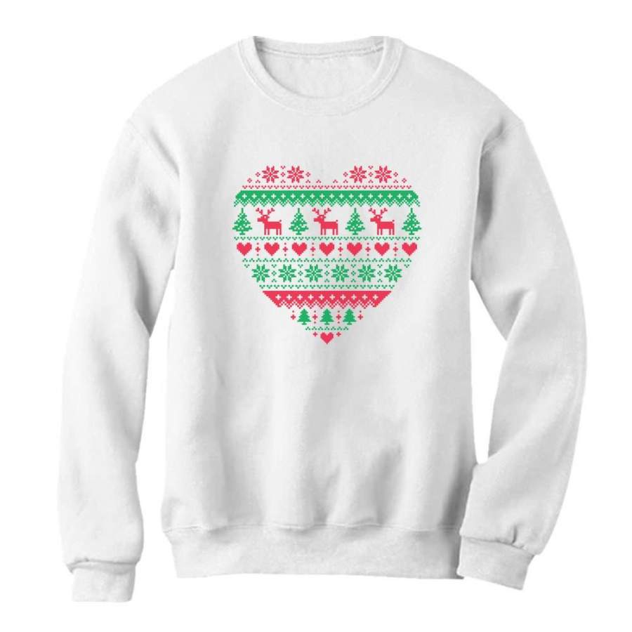 Xmas Party – Heart Shaped Ugly Christmas Sweater Women Sweatshirt