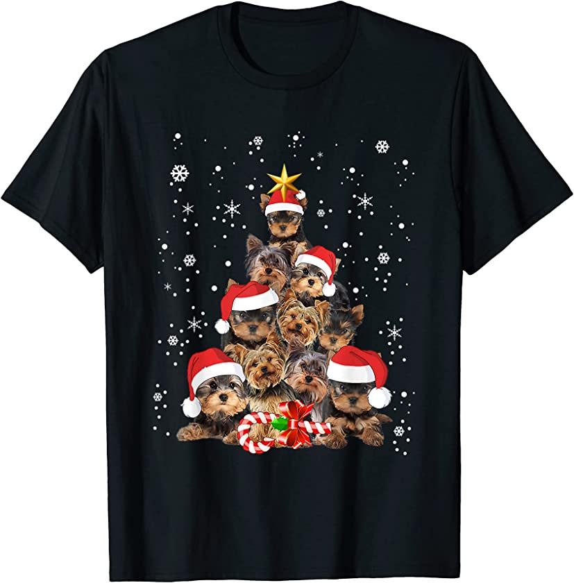 Yorkie Dogs Tree Christmas Sweater Xmas Pet Animal Dog Lover T-Shirt