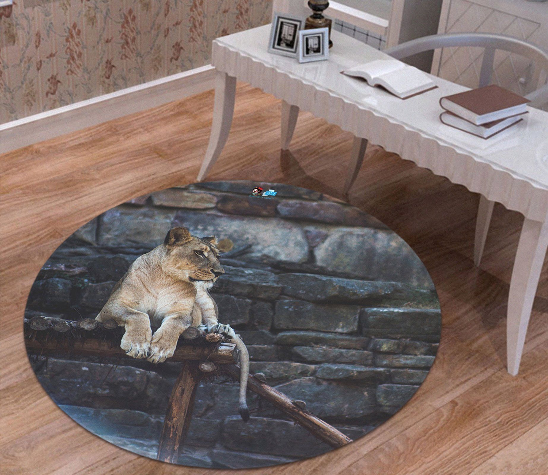 3D Lion 9442 Round Rug – Round Carpet Home Decor